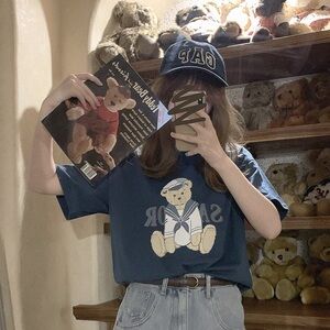 Vintage sailor teddy bear blue short sleeve T- shirt